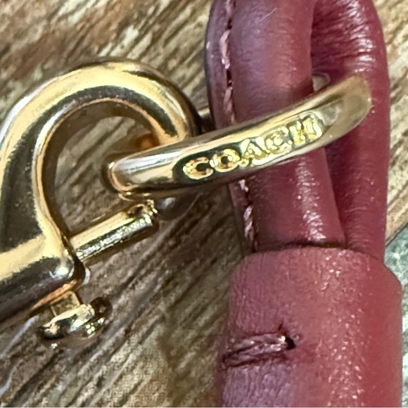 Coach Burgundy and Brown Floral ID Lanyard - Picture 6 of 8